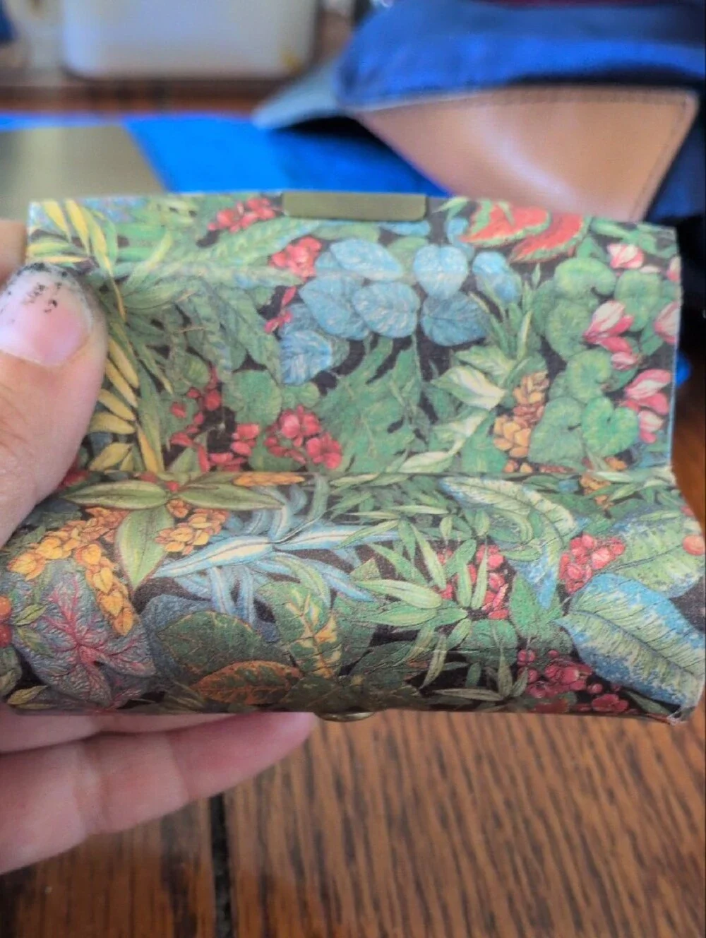 Vintage 1950s Italian Floral Brocade Lipstick Case with Mirror